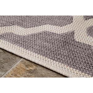 Gina Moroccan Trellis Gray Doormat 2 ft. x 3 ft.  Indoor/Outdoor Patio Area Rug