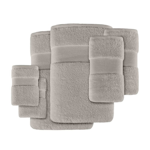 Turkish 6-Piece Grey Cotton Bath Towel Set