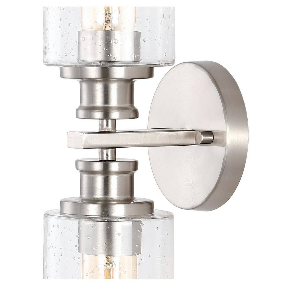 Nickel Cylinder 2-Light LED Vanity Wall Sconce