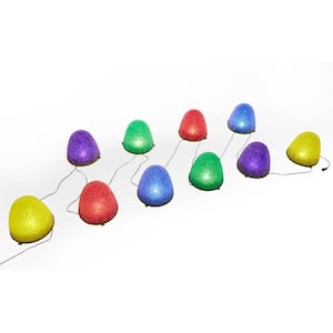 8 in. Tall 10-Count Sugar Coated LED Gumdrop Multi-Colored Christmas Pathway Lights A/C Powered