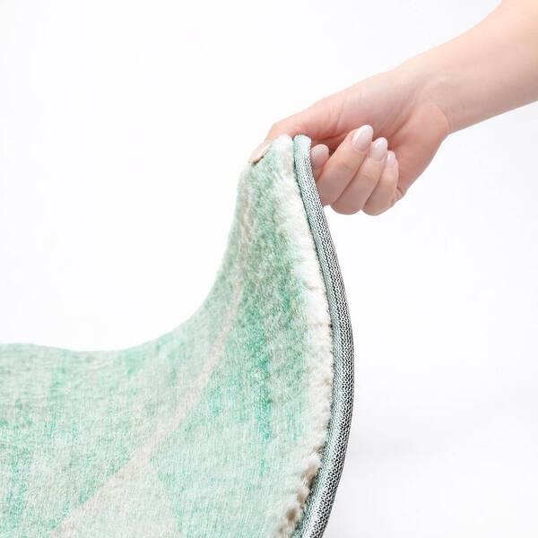 Dream Shag Premium Machine Washable Abstract ADS770 Aqua 10 ft. x 14 ft. Area Rug