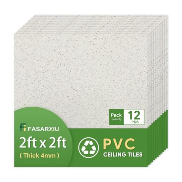 2 ft. x 2 ft. Printed Pro Black High-Grade PVC Drop Ceiling Tile , Waterproof, Washable and Fire-Rated (48 sq. ft./box)
