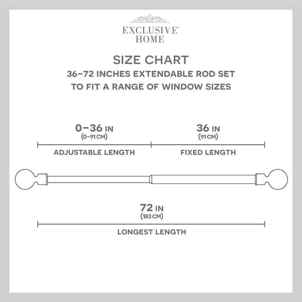 Exclusive Home 36 In 72 Adjule Length 1 Dia Curtain Rod Kit Gold With