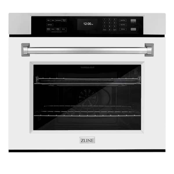 ZLINE Kitchen and Bath Professional 30 in. True Convection Electric Single Wall Oven with Air Fry in Stainless Steel with Matte White Door