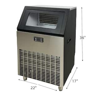 22 in. W 198 lbs. Freestanding Air Cooled Commercial Ice-Maker with Bin in Black