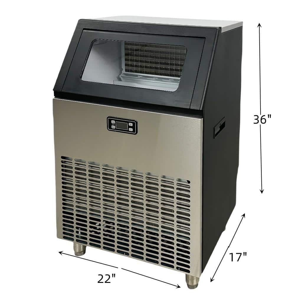 Cooler Depot 22 in. W 198 lbs. Freestanding Air Cooled Commercial Ice-Maker with Bin in Black