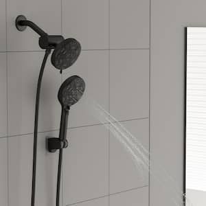 8-Spray Patterns with 1.8 GPM 4.7 in. Wall Mount Dual Shower Heads in Matte Black