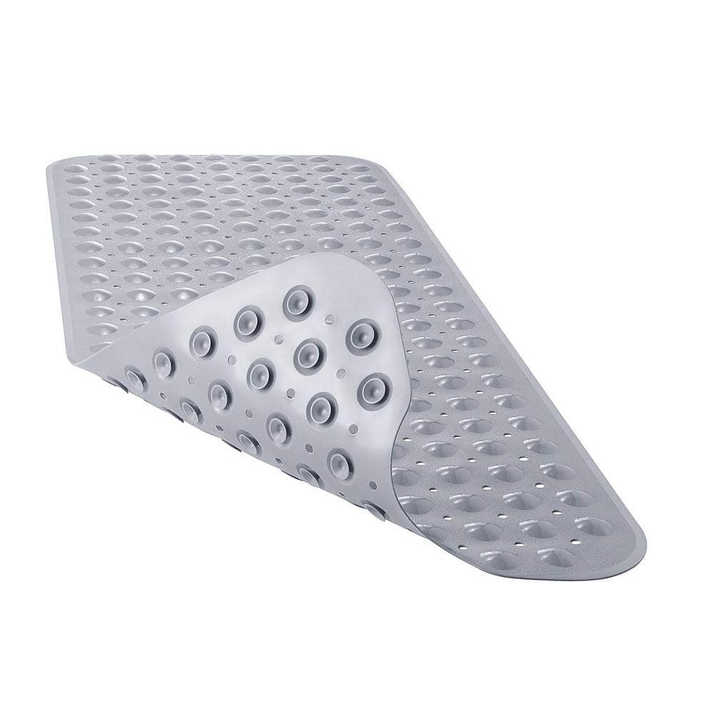 16 in. x 40 in. Non-Slip Bathtub Mat with Suction Cups and Drain Holes in G