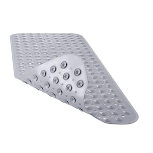 16 in. x 40 in. Non-Slip Bathtub Mat with Suction Cups and Drain Holes in Gray
