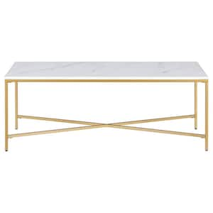 47.63 in. Gold Rectangle Wood Coffee Table