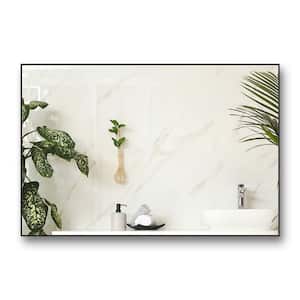 36 in. W x 24 in. H Rectangular Black Aluminum Framed Wall Mount Bathroom Vanity Mirror in Silver
