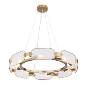 8-Light Gold Modern Round Chandelier for Kitchen Dining Room Bedroom Living Room with No Bulbs Included