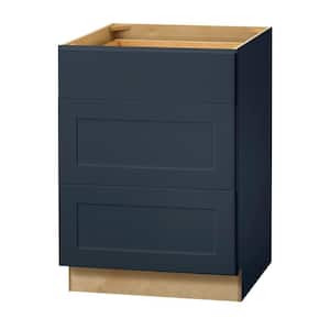 Avondale 24 in. W x 24 in. D x 34.5 in. H Ready to Assemble Plywood Shaker Drawer Base Kitchen Cabinet in Ink Blue