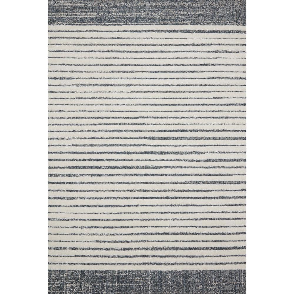 Hagen Blue/White 9 ft. 6 in. x 13 ft. Contemporary 100% Polypropylene Pile Area Rug
