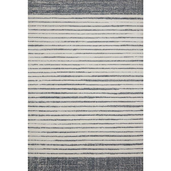 Loloi Hagen White/Ocean 6 ft. 7 in. x 9 ft. 2 in. Contemporary 100% Polypropylene Pile Area Rug