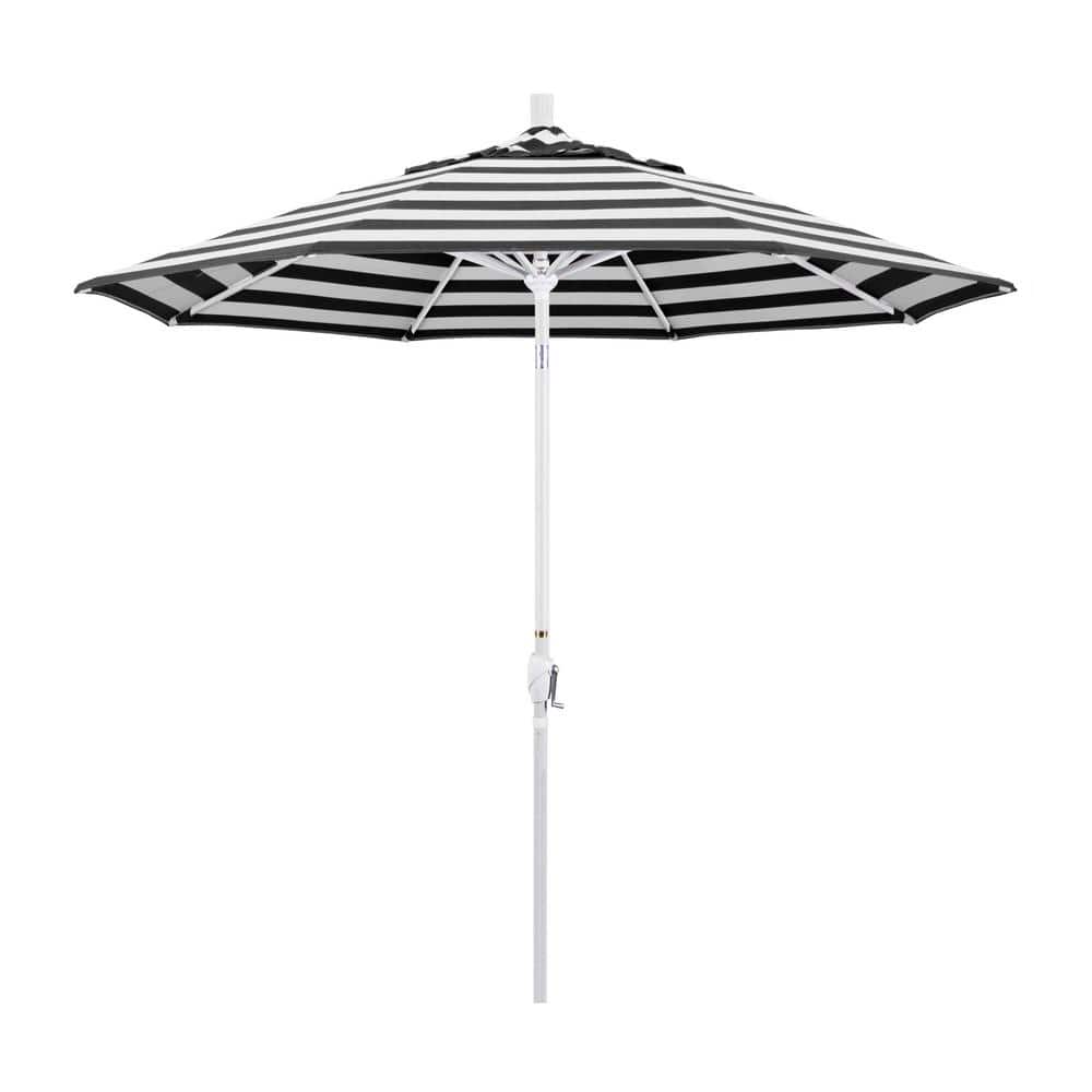 9 ft. Matted White Aluminum Push Button Tilt Crank Lift Market Patio Umbrella in Cabana Classic Sunbrella price history on PriceWatchPro