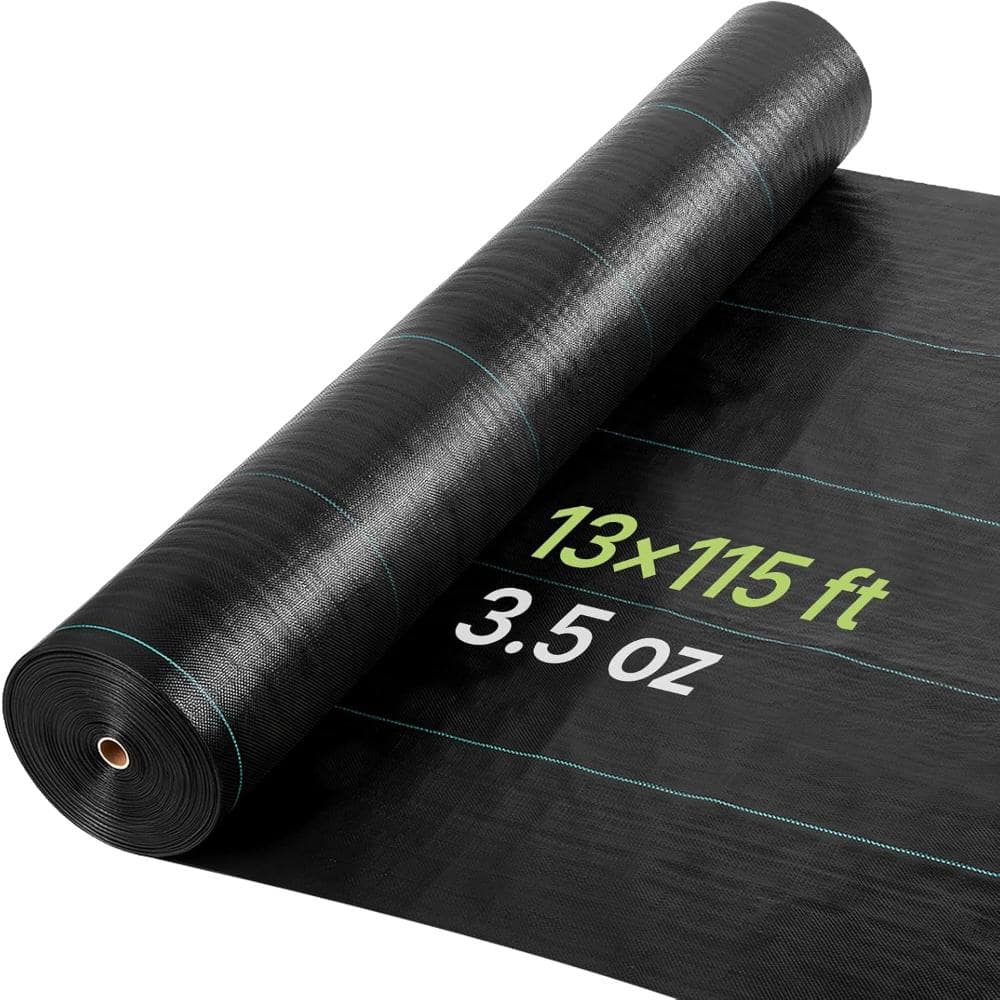13 ft. x 50 ft. 3.2 oz. Woven Weed Barrier Landscape Fabric, Heavy-Duty Ground Cover for Garden, Black price history on PriceWatchPro