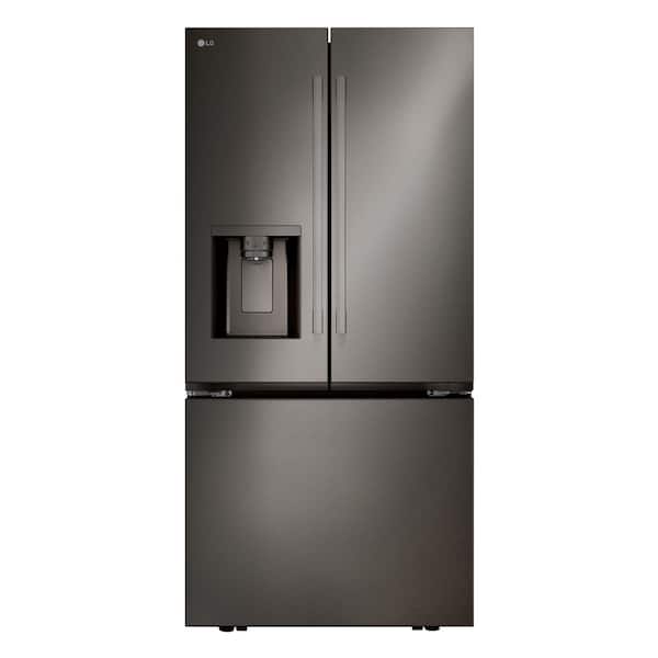 LG 33 in. W. 25 cu.ft. Smart 3-Door French Door Refrigerator Standard Depth MAX in Black Stainless Steel w/Dual Ice Makers