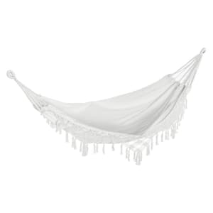 113.5 in. L Portable Hammock Bed in White with Brazilian Style Hammock for Single Person with Carrying Bag