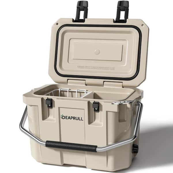 Khaki 30 qt. Portable Chest Cooler with Lid Lock Handle, Double Latches and Bottle Opener-Keeps Ice Up to More Days