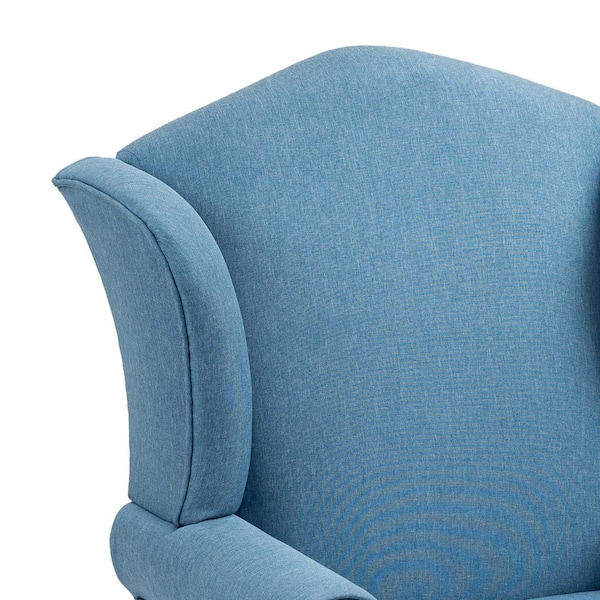 マリン レトロなウィングバッグチェア Uixe Mid-Century Retro Style Sky Blue Linen Upholstered Wingback