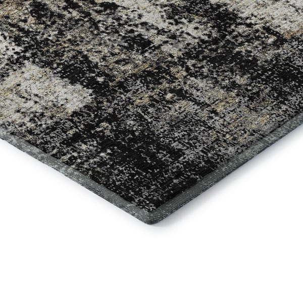 Mayfield Premium Machine Washable Abstract AMF940 Black 3 ft. x 5 ft. Area Rug