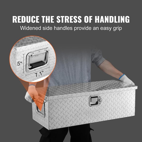 SKYSHALO Truck Tool Box in Aluminum, Heavy Duty with Side Handle