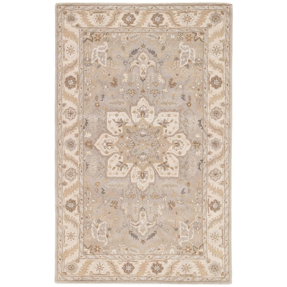 Saga Hand-Tufted Gray/Tan 2 ft. x 3 ft. Medallion Area Rug RKG121239 ...