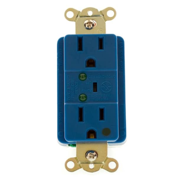 Eaton Hospital Grade TVSS Surge Protection Duplex Receptacle with LED Indicator and Switched Alarm, Blue