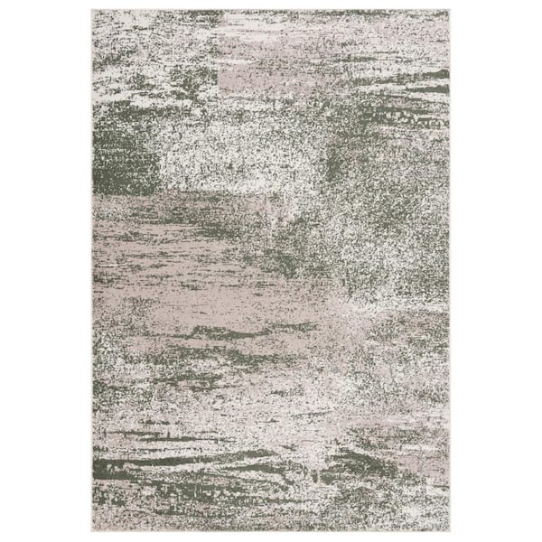 Adirondack Ivory/Dark Green 8 ft. x 10 ft. Abstract Marle Area Rug