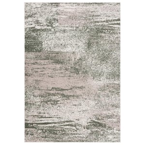 Adirondack Ivory/Dark Green 9 ft. x 12 ft. Abstract Marle Area Rug
