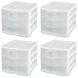 0.3 Gal. Clearview Portable 3-Storage Drawer Organizer Cabinets (4-Pack)