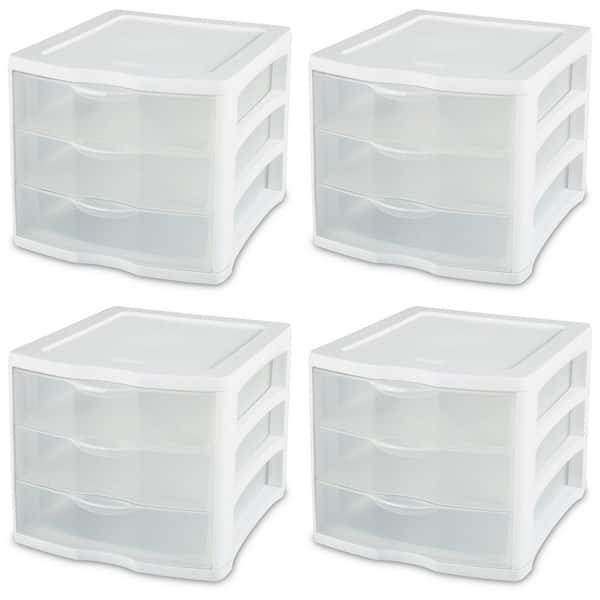 Sterilite 0.3 Gal. Clearview Portable 3-Storage Drawer Organizer Cabinets (4-Pack)