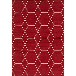 Trellis Frieze Red/Ivory 7 ft. x 10 ft. Geometric Area Rug