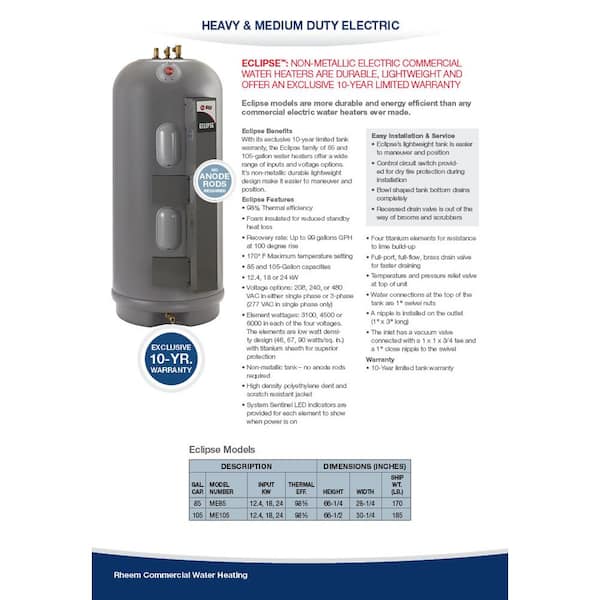 Ariston 100 gal. Electric Water Heater 16,500-Watt with Durable 316 L Stainless Steel Tank