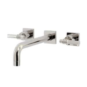 Milano 2-Handle Wall Mount Tub Faucet in Polished Nickel (Valve Included)