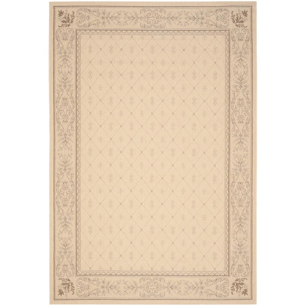 SAFAVIEH Courtyard Natural/Brown 5 ft. x 8 ft. Border Indoor/Outdoor Patio  Area Rug