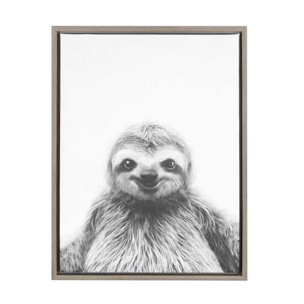 Kate and Laurel 24 in. x 18 in. "Sloth" by Tai Prints Framed Canvas Wall Art