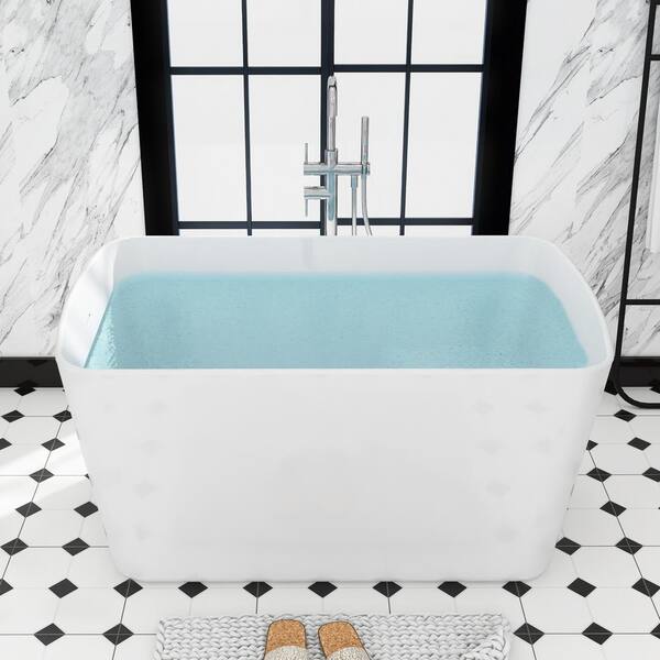 49 in. x 28 in. Soaking Bathtub with Reversible Drain in Gloss White