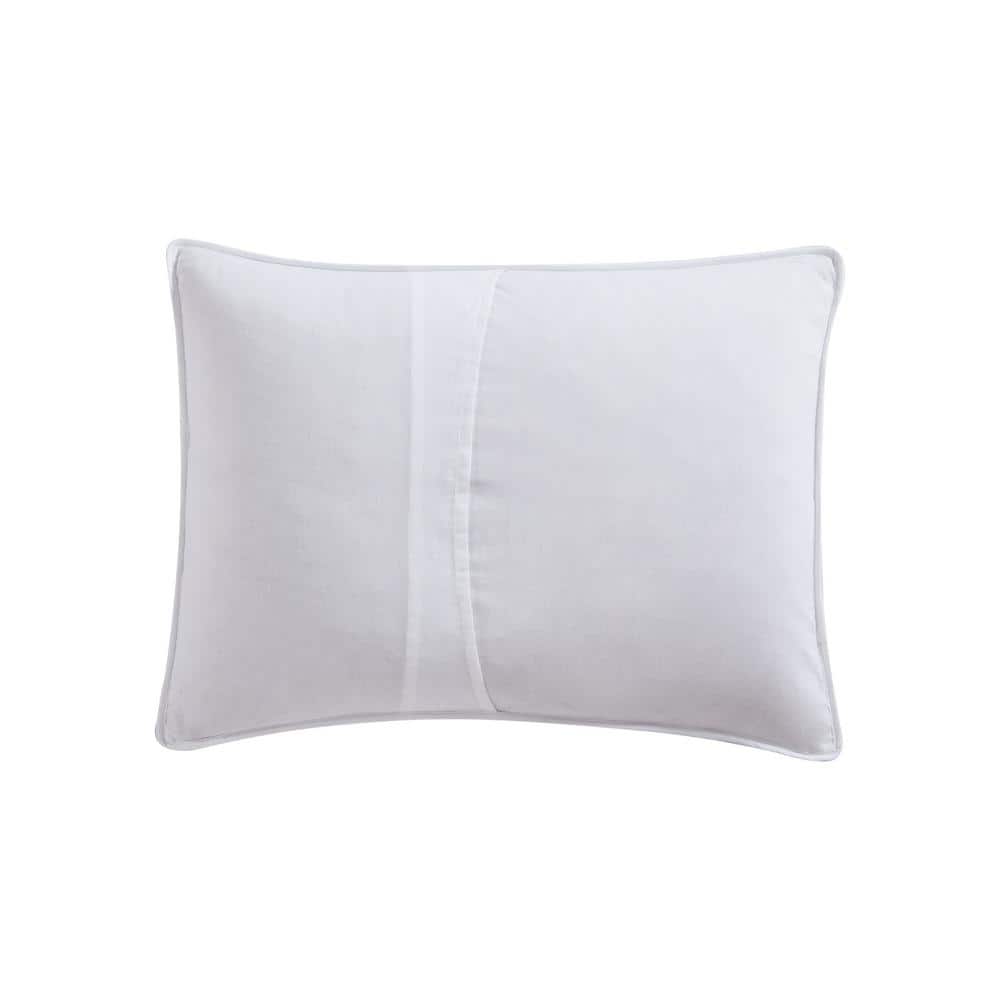 Standard White and Gray Cotton Embroidered Sham