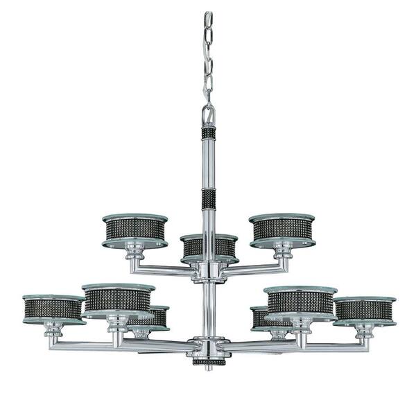 Illumine 9-Light Chrome Chandelier with Frosted Glass Shade