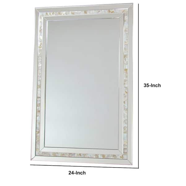 0.75 in. x 24 in. Rectangular Wooden Frame Silver Beveled Mirror