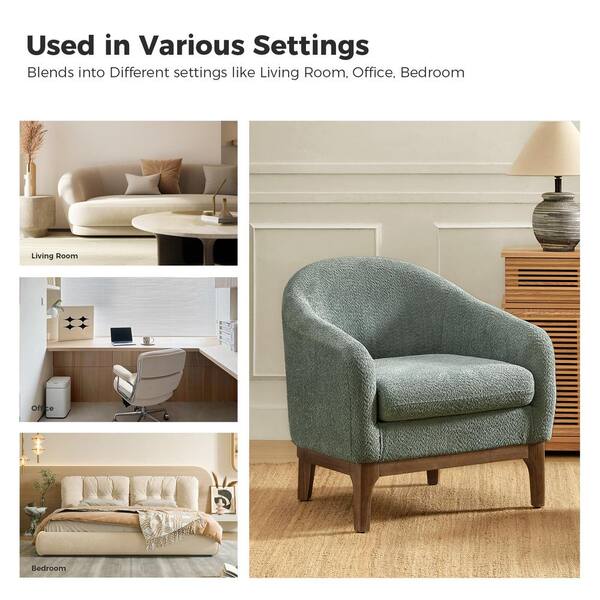 JAYDEN CREATION Cillian Modern Sage Boucle Accent Chair with