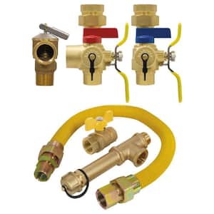 3/4 in. Tankless Water Heater Installation Kit Includes FIP Lead Free Brass Valves and 24 in. Gas Flex Line