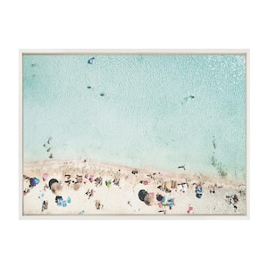 Sylvie "Turquoise Beach from Above 2" by Amy Peterson Art Studio Framed Canvas Wall Art 23 in. x 33 in.