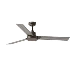Jovie 58 in. Modern Indoor/Outdoor Aged Pewter Ceiling Fan with  Light Grey Weathered Oak Blades and Wall Control