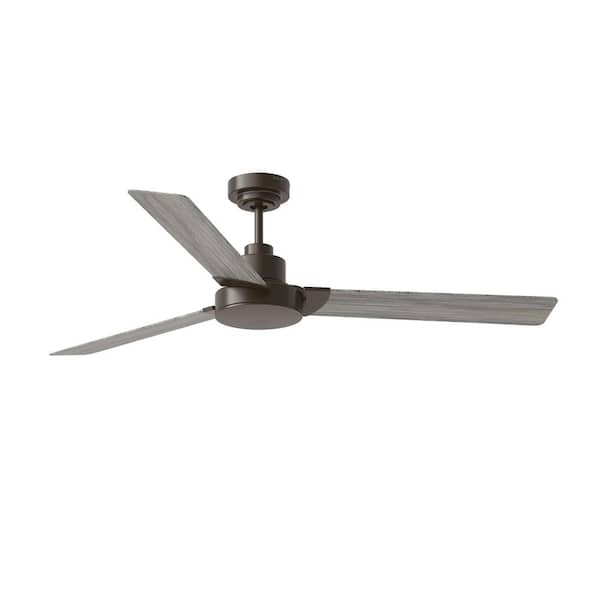 Generation Lighting Jovie 58 in. Modern Indoor/Outdoor Aged Pewter Ceiling Fan with  Light Grey Weathered Oak Blades and Wall Control