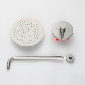 1-Spray Patterns 1.5 GPM 10 in. Wall Mount Rain Fixed Shower Head with Single-Handle in Brushed Nickel (Valve Included)