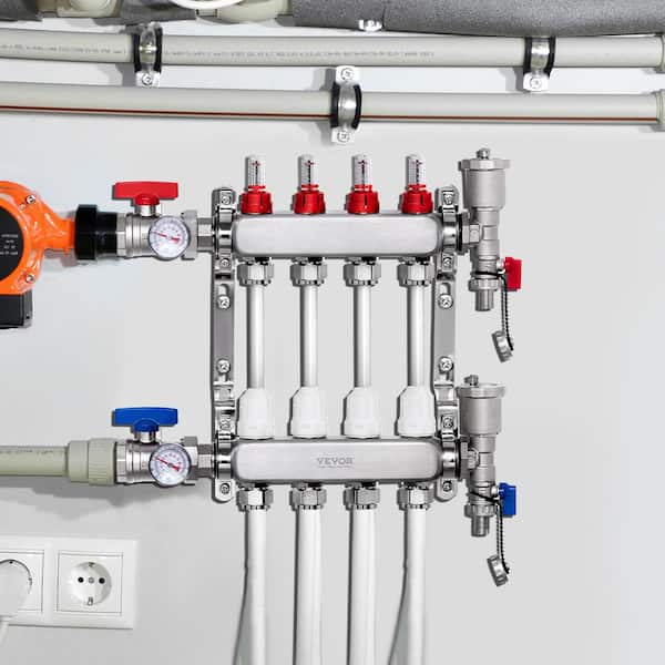 Pex Control Panel PEX Crimping & Press Tools 4-Branch PEX Radiant Floor Heating Manifold ...