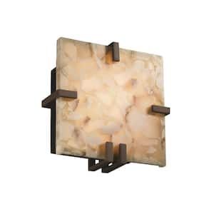 Alabaster Rocks Clips 1-Light Dark Bronze LED Wall Sconce with Alabaster Rocks Shade